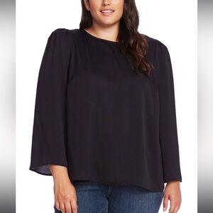 NWT Vince Camuto 3X Rich Black Hammer Shoulder Soft Top